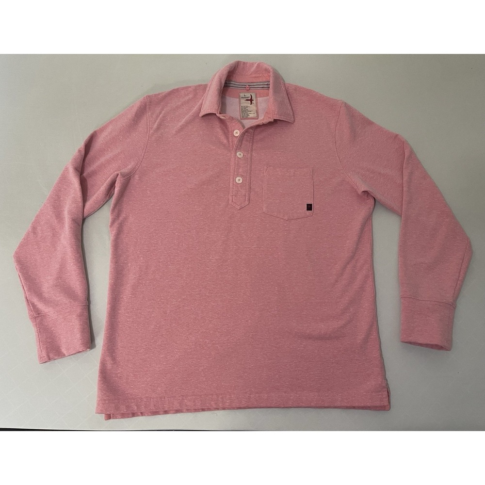 Relwen Frenchloop Marine Polo Men's Size Large Long Sleeve Pink Soft Pocket